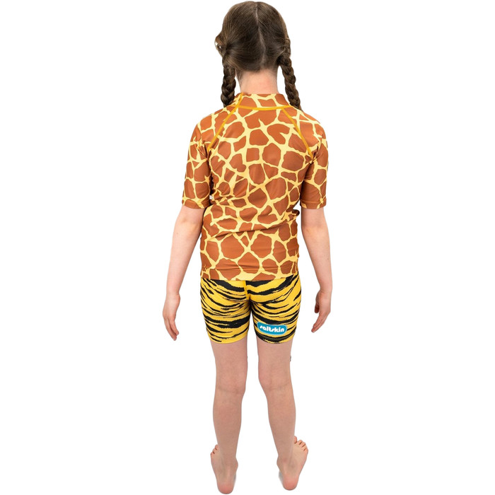 2021 Saltskin Junior Short Sleeve Rash Vest STSKNGRFF04 - Giraffe